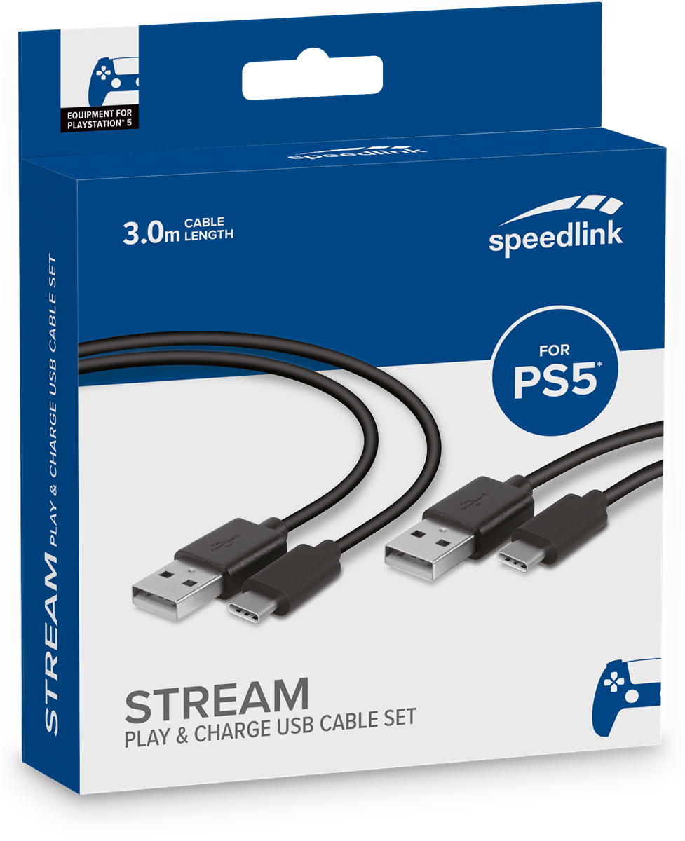 SpeedLink STREAM Play & Charge USB-C Cable Set for PS5, black