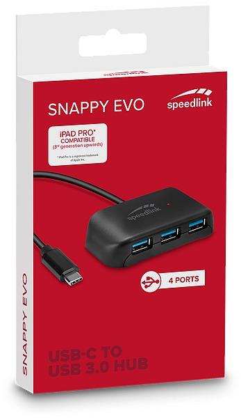 SpeedLink SNAPPY EVO USB Hub, 4-Port, Type-C to USB 3.0, black