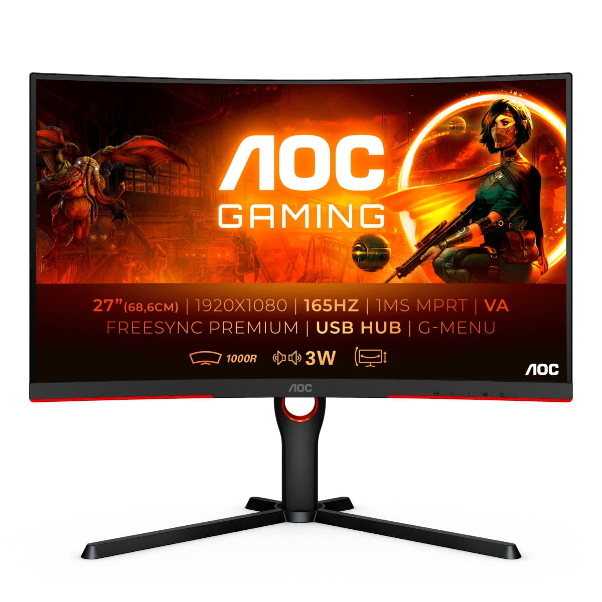 AOC Gaming C27G3U/BK 27 1920 x 1080 HDMI DisplayPort 165Hz AOC