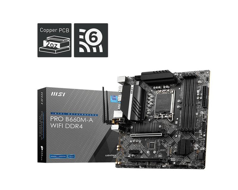 MSI PRO B660M-A WIFI DDR4 Micro-ATX LGA1700 Intel B660 - Fri fragt over 899,- Geekd