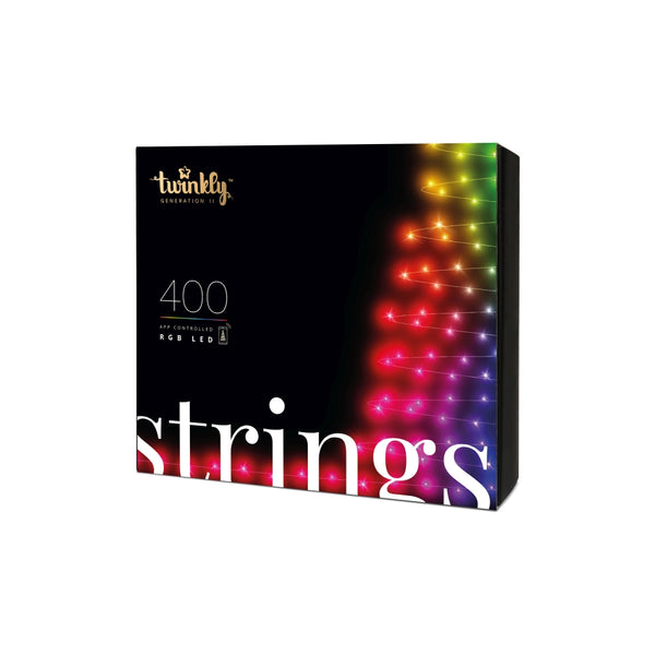 Twinkly Strings 400L RGB ljuskedja svart/grön BT/WIFI Gen II IP44 32 meter