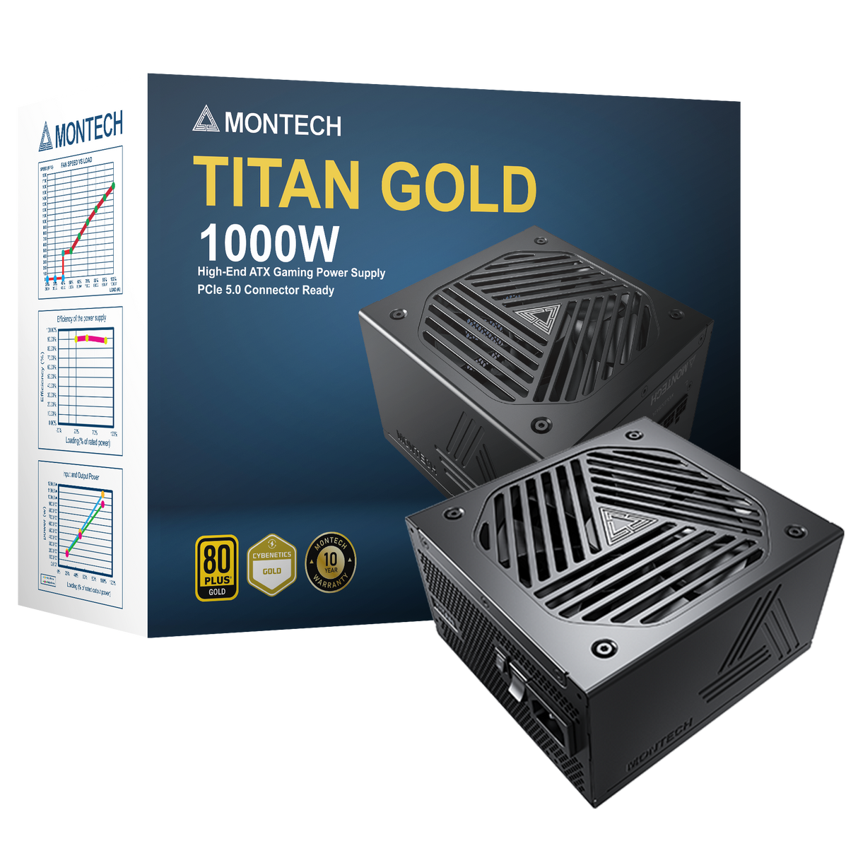 Montech Titan 1000W - Full modular, 80+ gold & Cybenetics Gold, ATX 3.0, 12VHPWR connector