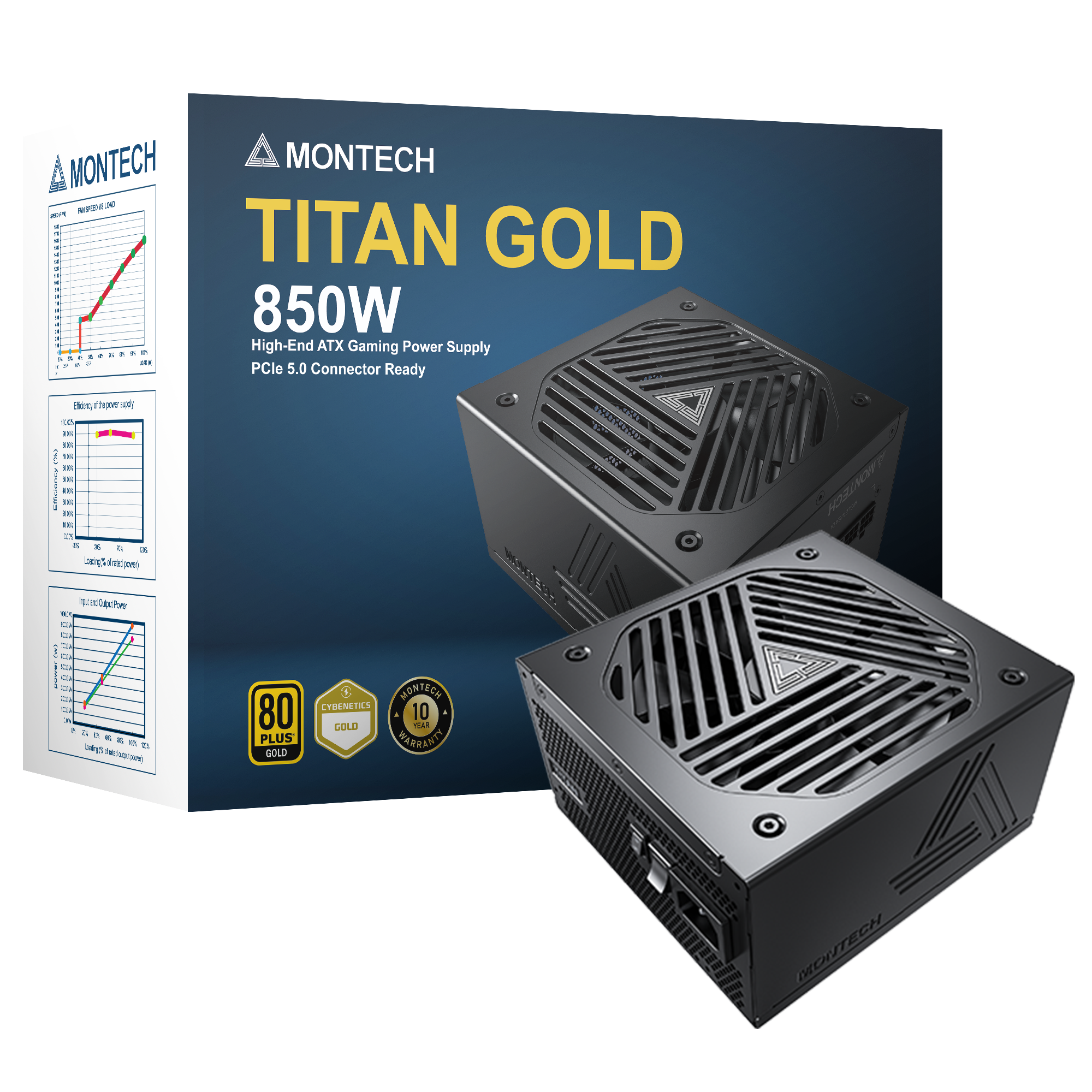 Montech Titan 850W - Full modular, 80+ gold & Cybenetics Gold, ATX 3.0, 12VHPWR connector