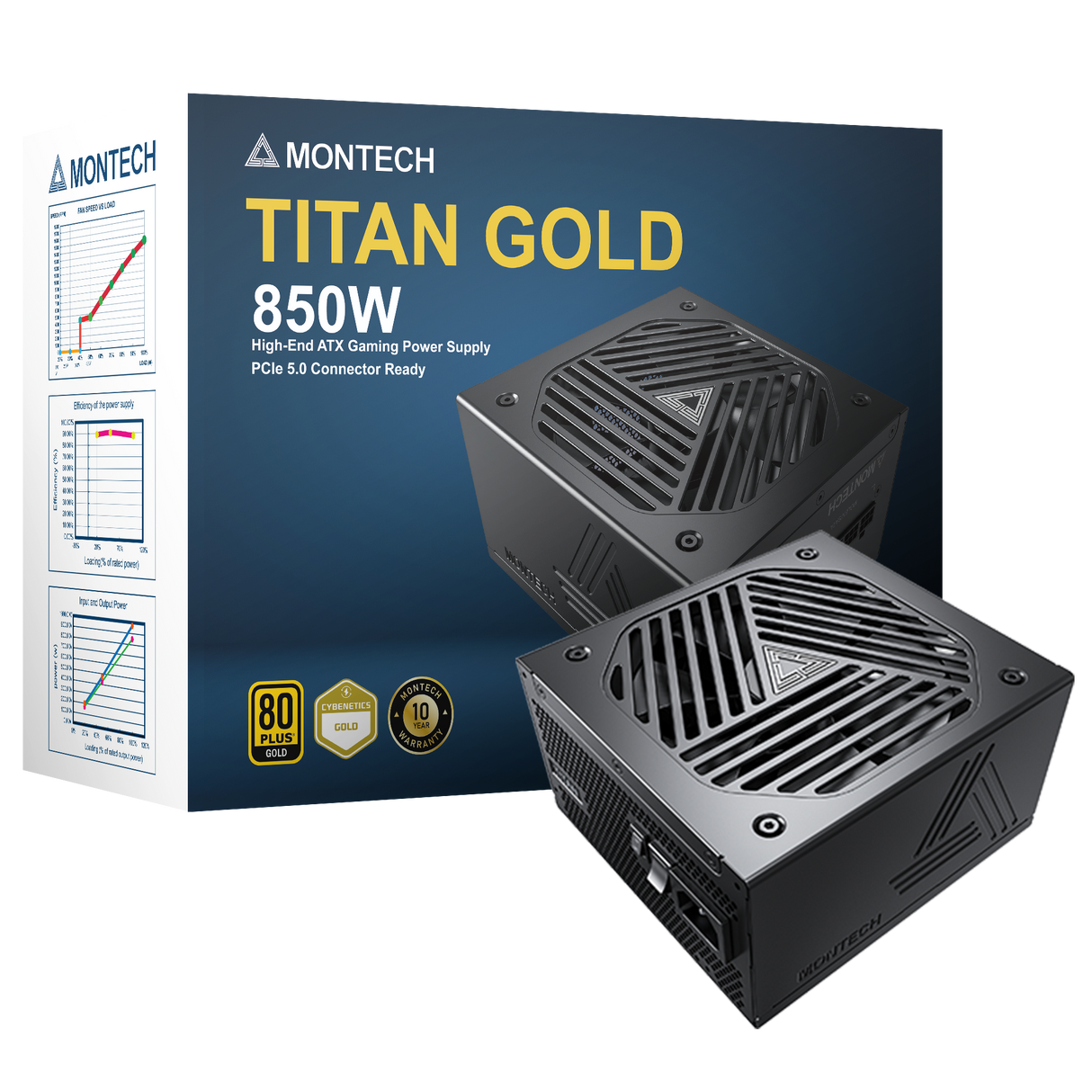 Montech Titan 850W - Full modular, 80+ gold & Cybenetics Gold, ATX 3.0, 12VHPWR connector