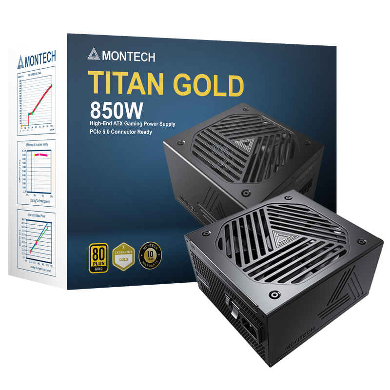 Montech Titan 850W - Full modular, 80+ gold & Cybenetics Gold, ATX 3.0, 12VHPWR connector