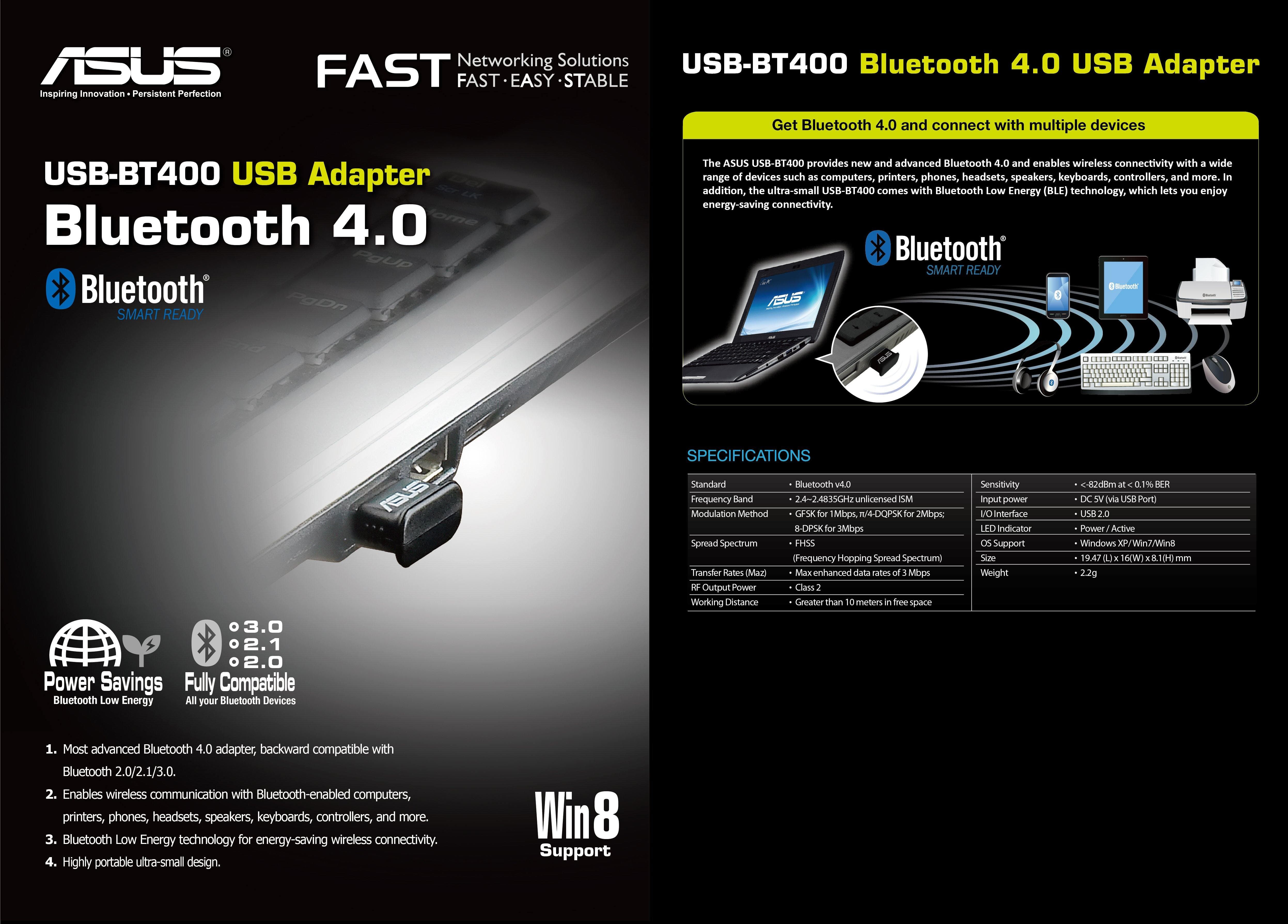 Asus - USB-BT400 Bluetooth adapter /Network equipment Asus