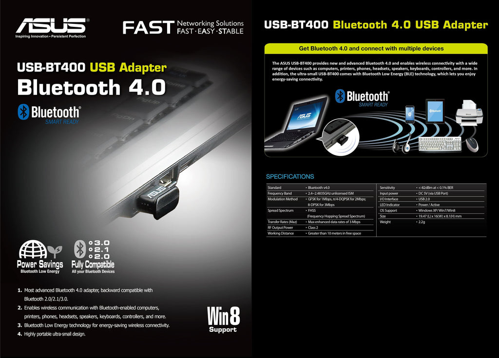 Farvel Charles Keasing Gå ud Asus - USB-BT400 Bluetooth adapter /Network equipment - Fri fragt over  899,- hos Geekd