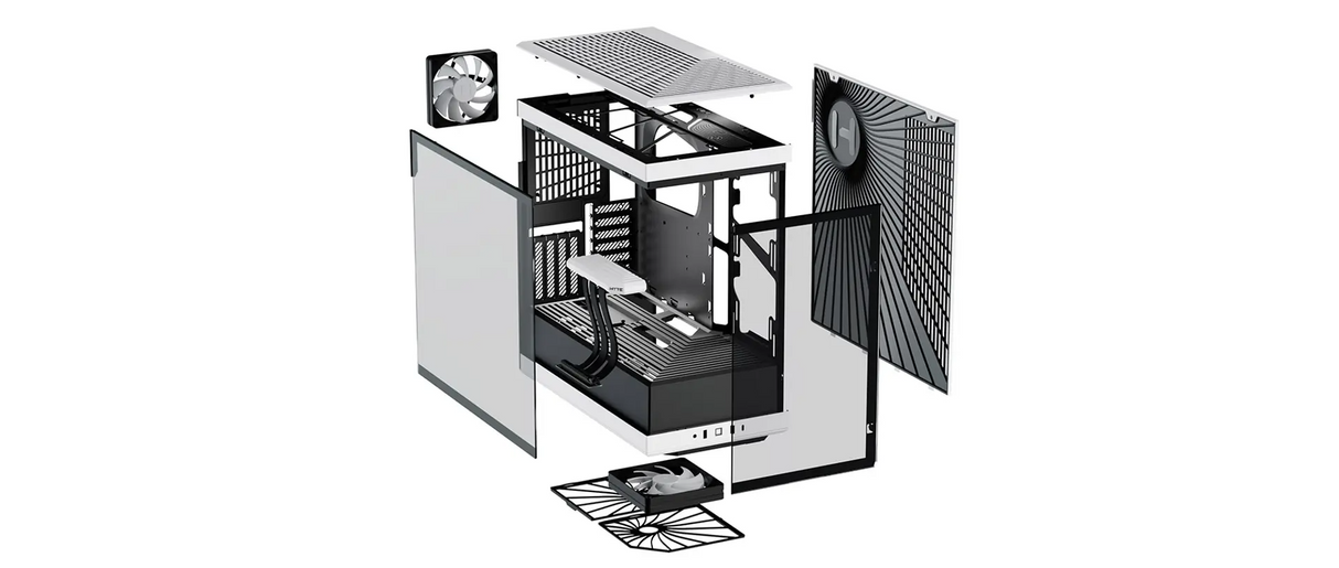 HYTE Y40 Black/White Miditower - Panoramic Glass Veil, included PCIe 4.0 riser cable, 2 included fans HYTE