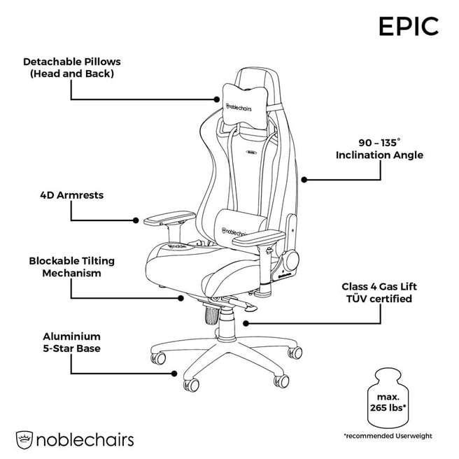 noblechairs EPIC Real Leather Black/Black noblechairs