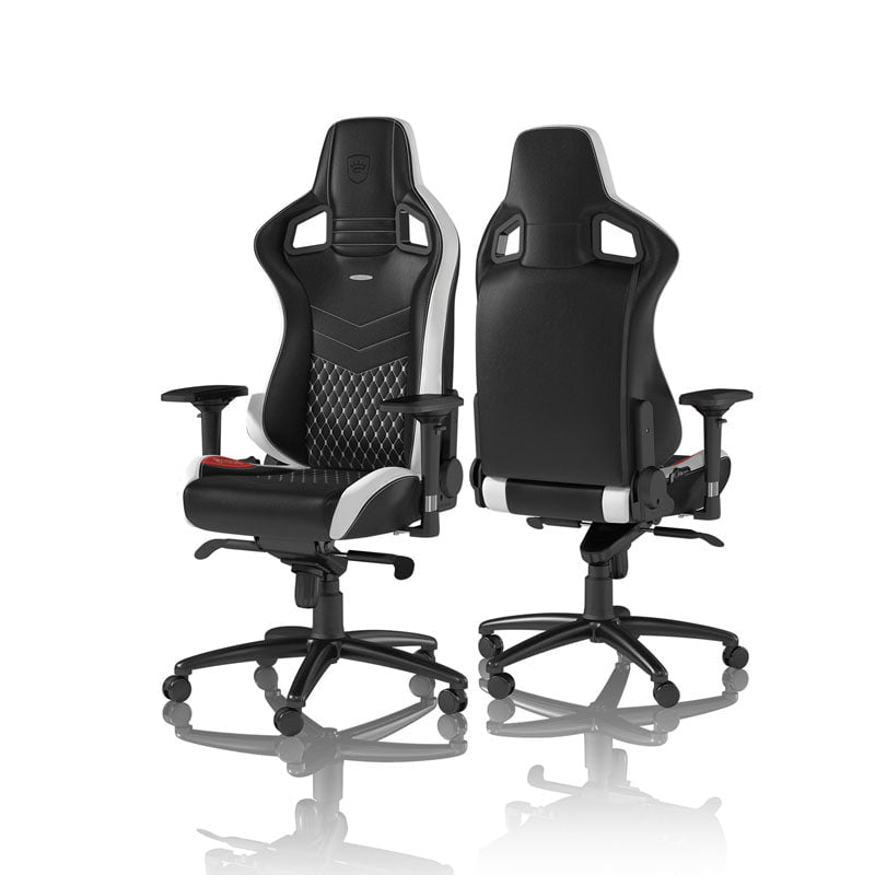 noblechairs EPIC Real Leather Sort/Hvid/Rød noblechairs