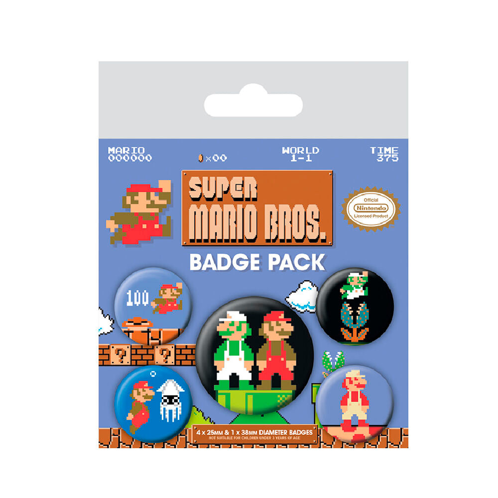 Super Mario Retro Badge Pack