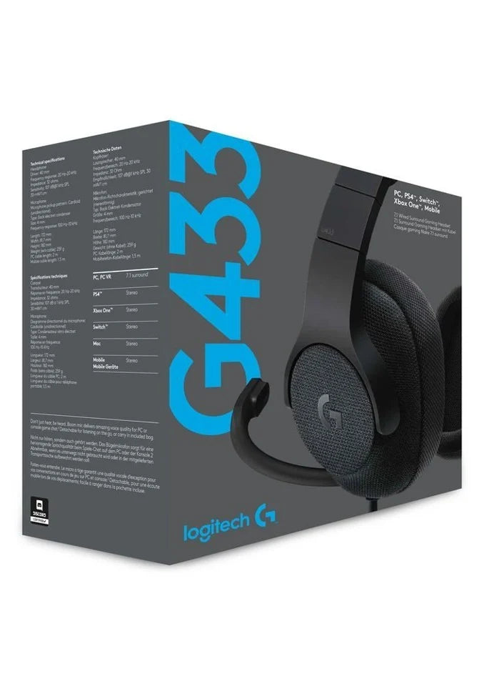 Logitech - G433 7.1 Surround Gaming Headset Sort - Fri fragt over 899 ...