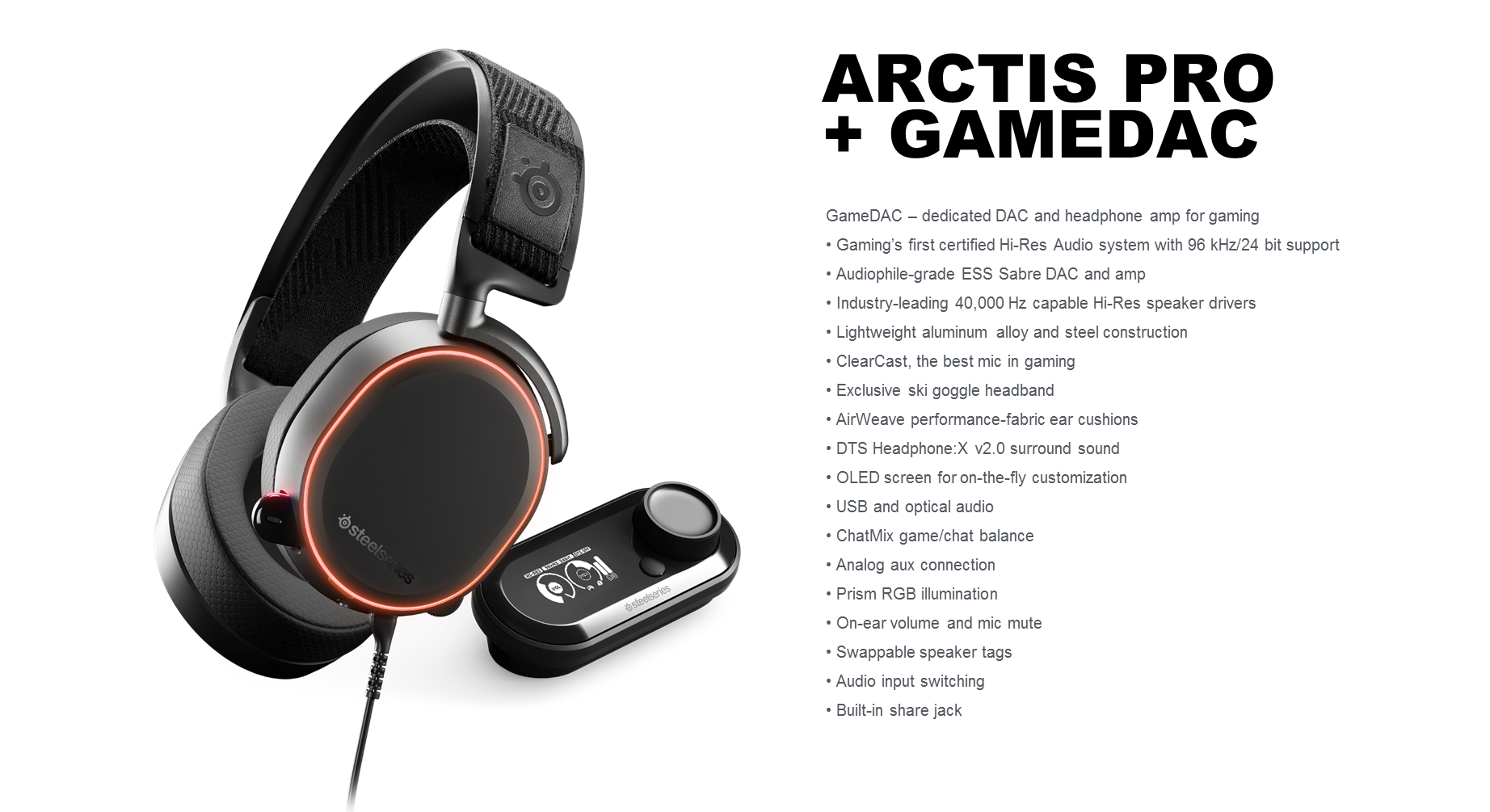 Steelseries - Arctis Pro + GameDAC Gaming headset - sort Steelseries