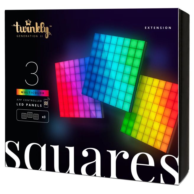 Twinkly Squares 3 Pak Lyspanel udvidelses pakke RGB - 16x16 cm 64LED Twinkly