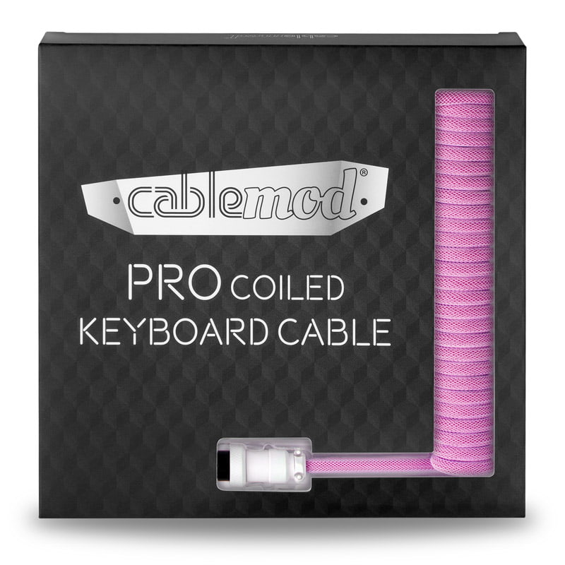 CableMod Pro Coiled Keyboard Cable USB A to USB Type C, Strawberry Cream - 150cm CableMod